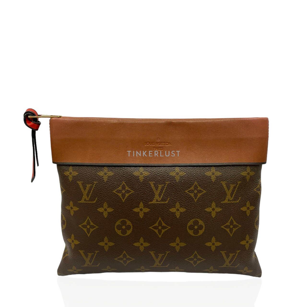 tas pouch Louis Vuitton Pallas Monogram Caramel Pochette GHW 2017 Pouch Tinkerlust